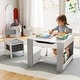 preview thumbnail 12 of 15, 4 in 1 Kids Activity Table and Chairs Set with Reversible Tabletop Included Bookshelves - 24" x 24" x 19"