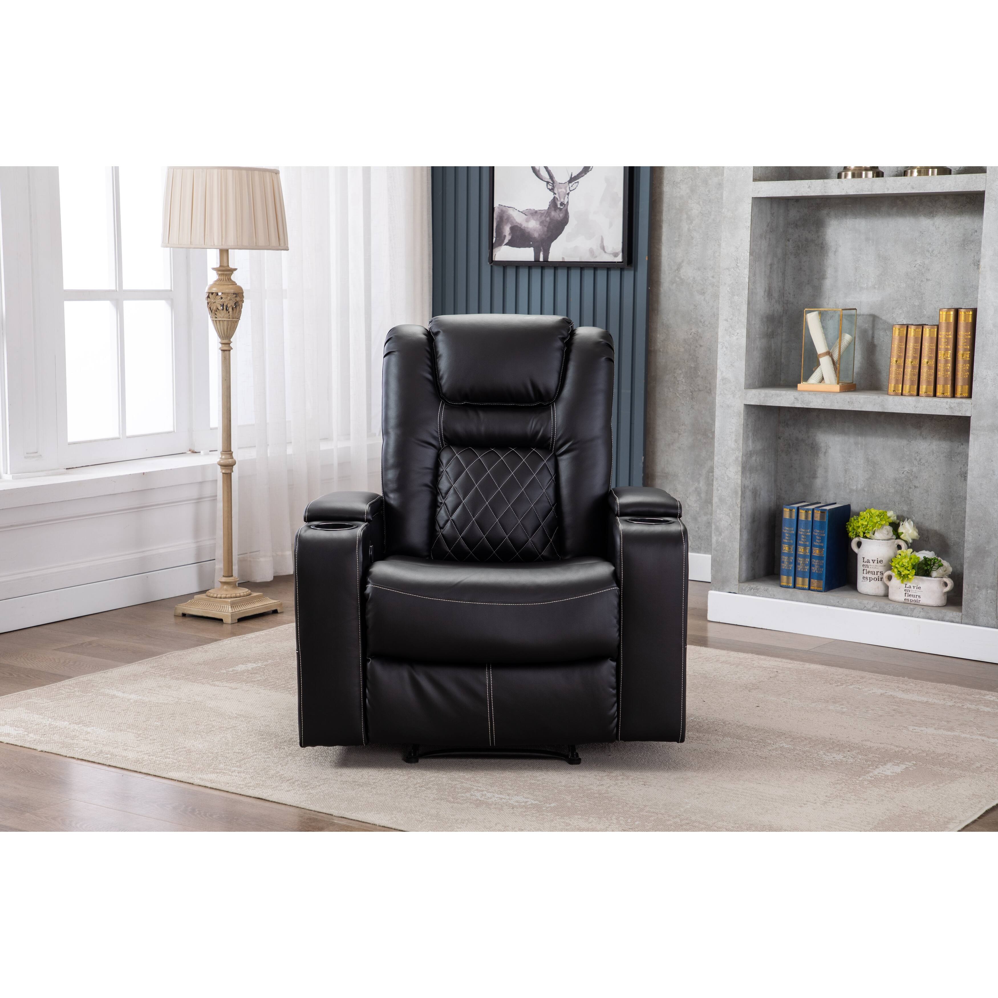 PU Reclining Electronic Power Control Recliner Single Theater