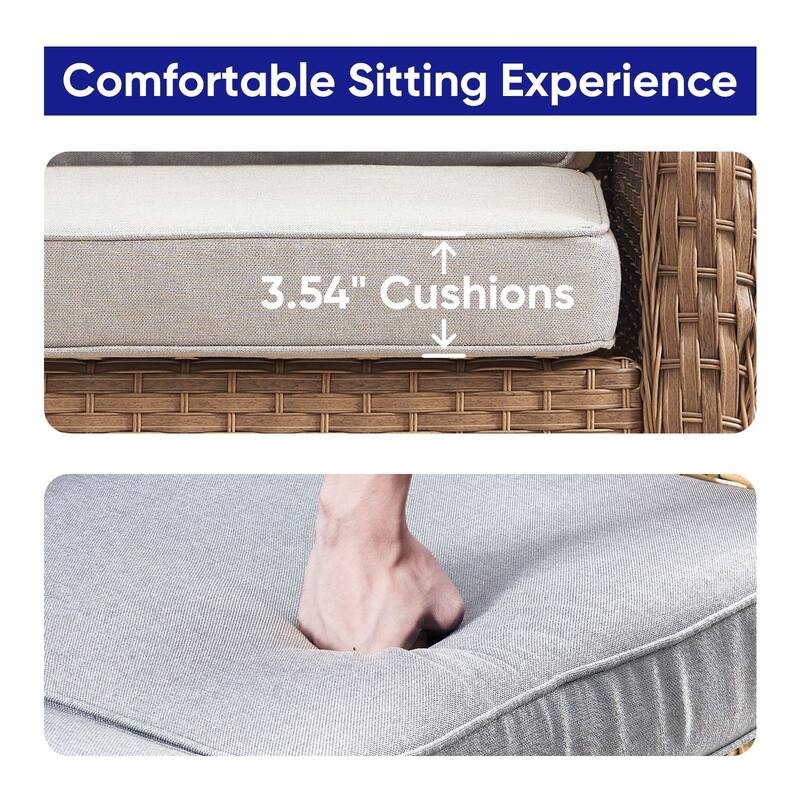 ArcoBay Wicker PE Rattan Outdoor Patio Swivel Glider Chairs with 4'' Olefin Cushions (2-Pack)