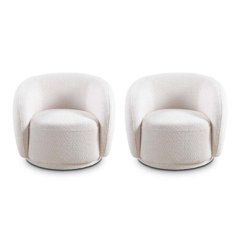 Upholstered Swivel Accent Chair Barrel Chair,2 PCS