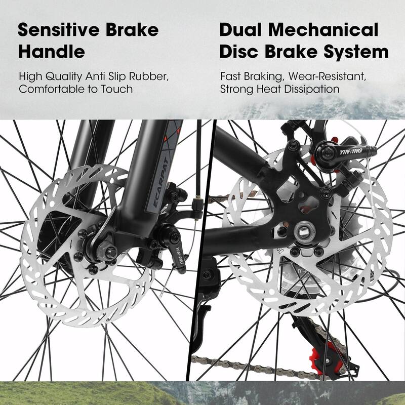 24-Inch Mountain Bike for Teenagers - High Carbon Steel Frame, Disc Brakes, Durable Design