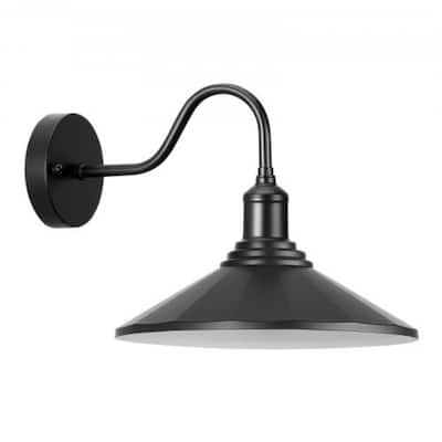 Black Cast Iron Outdoor Barn Light E26 Compatible Waterproof Wall Lamp for Patio Porch Garage