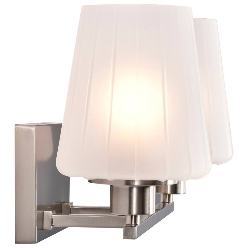 Lune 2 Light Vanity Brushed Nickel Finish Etched White Glass - Brushed Nickel