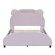preview thumbnail 13 of 20, Full Size Upholstered Platform Bed with Bear-Shaped Headboard and Embedded Light Stripe, Velvet Low Bed Frame for Boys, Girls
