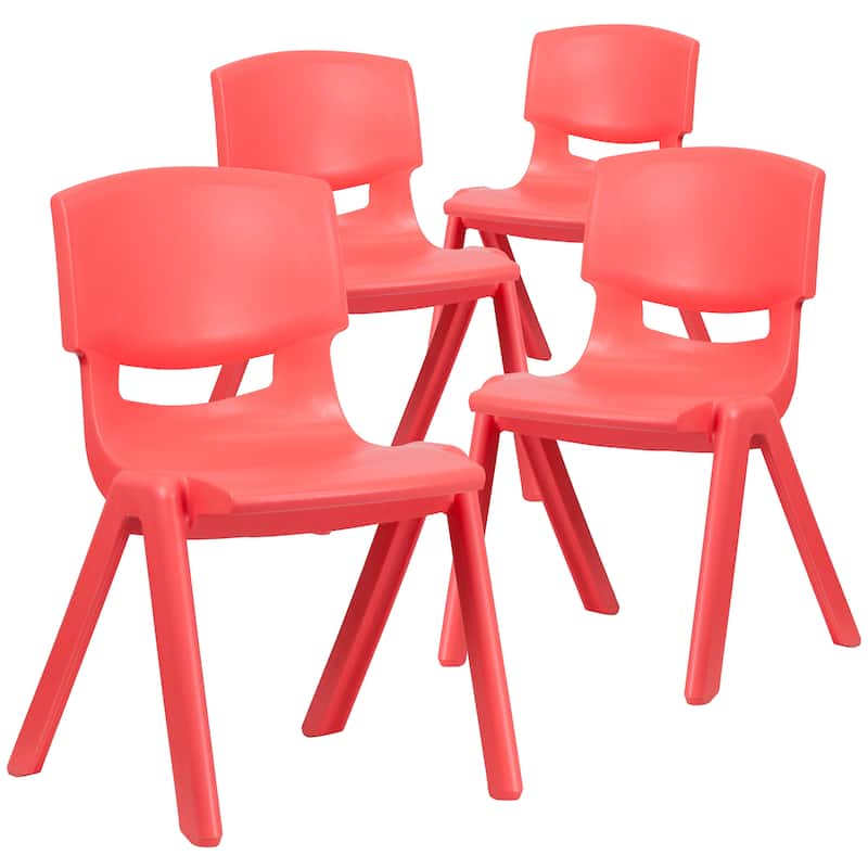 4 Pack Plastic Stack School Chair with 15.5"H Seat, 3rd-7th School Chair