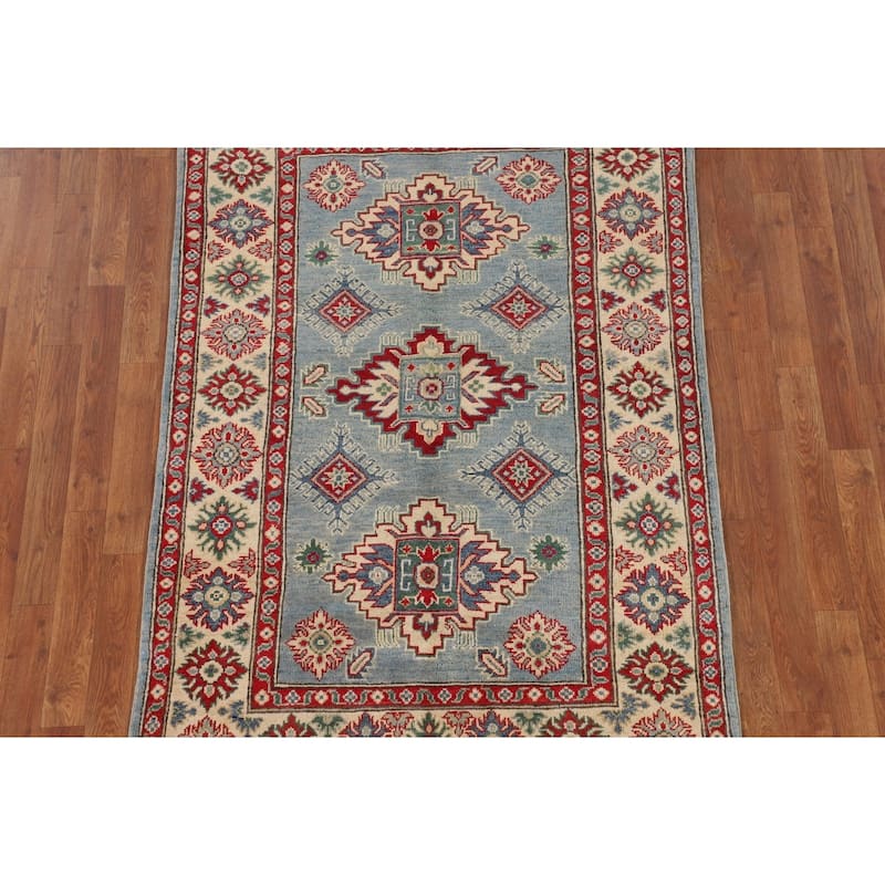 Kazak Rug Handmade Oriental Blue Wool Carpet - 3'10" x 6'0"