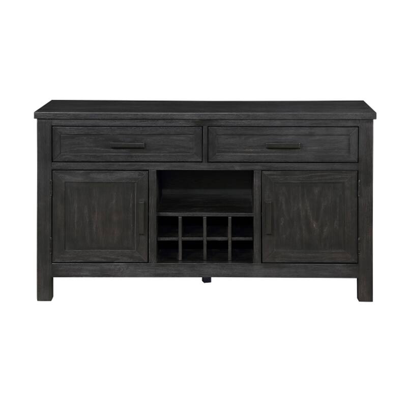 Lory 54 Inch Sideboard Server Buffet, 2 Drawers, Cabinets, Wine Rack, Black