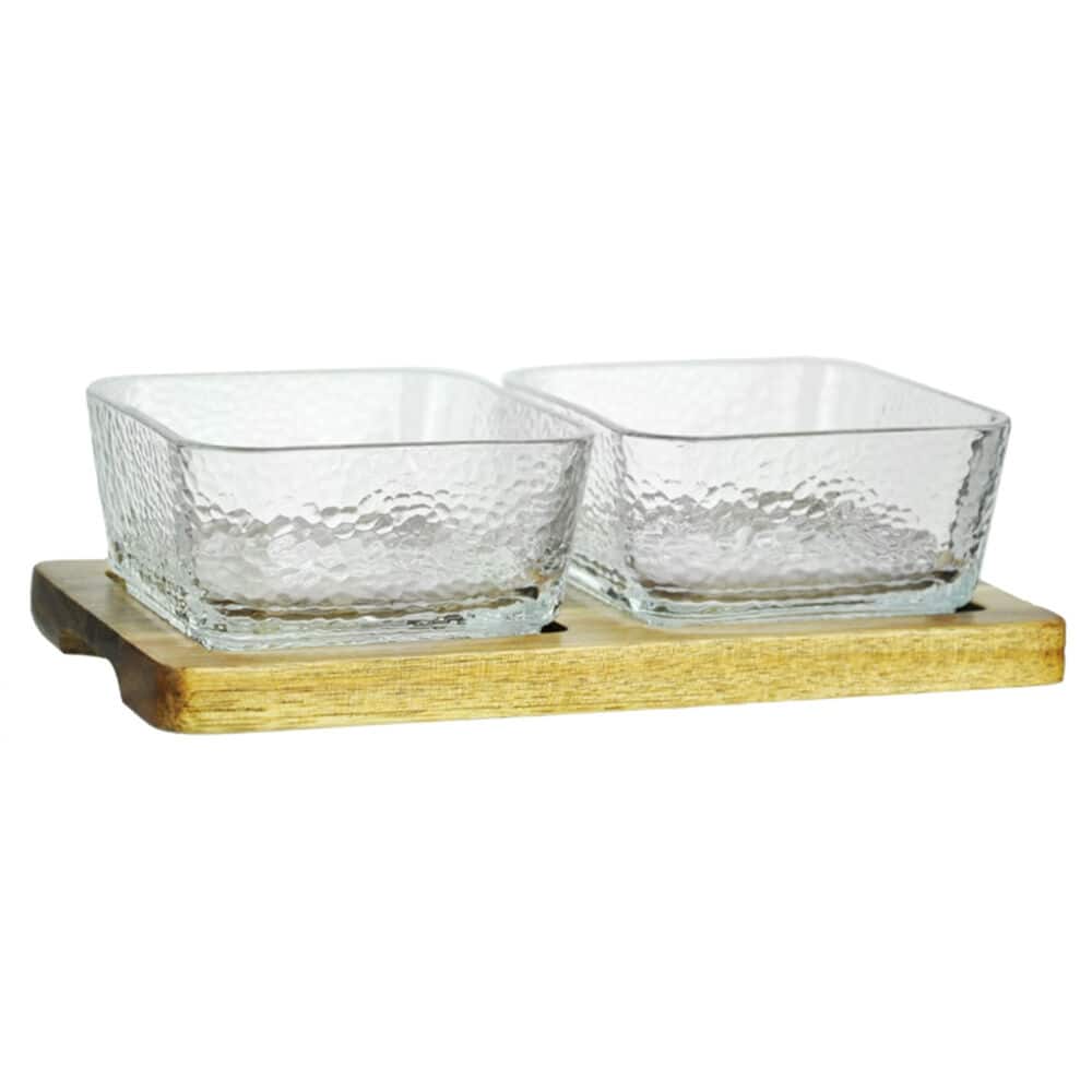STP Goods Sectioned Glass Serving Platter Set for Relish and Dips - 2 sections