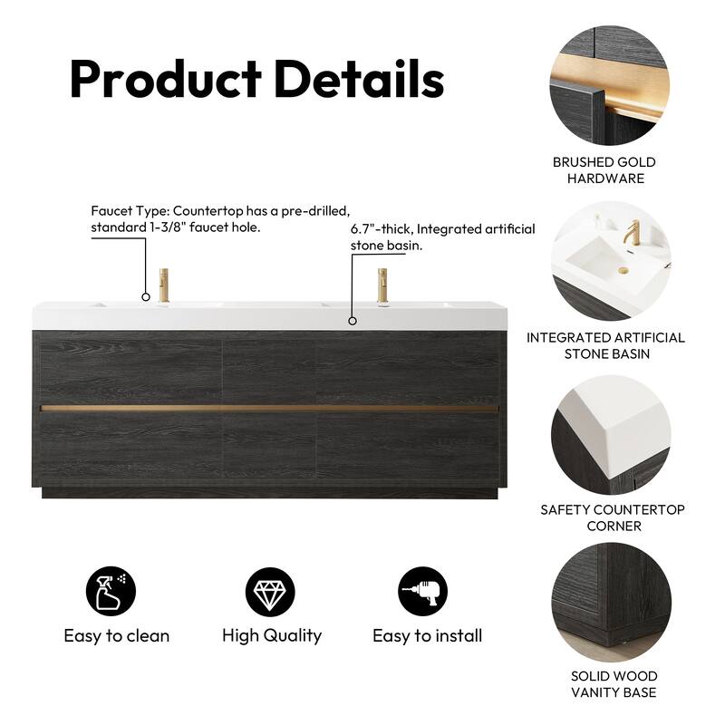 Huesca Bath Vanity with Composite Integral Sink Top without Mirror