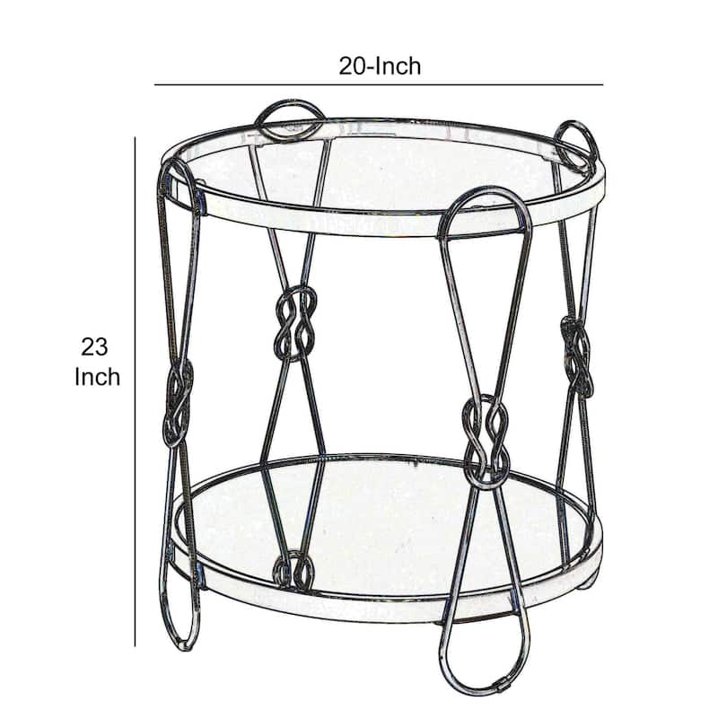20 in. Gold and Clear Round Glass End Table, Sturdy Build End Side Table for Living Rooms
