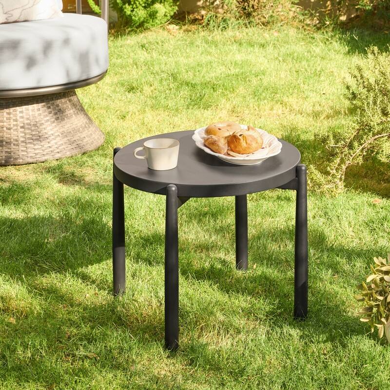 Spruce & Spring Patio Fruniture Outdoor Swivel Chair and Side Table