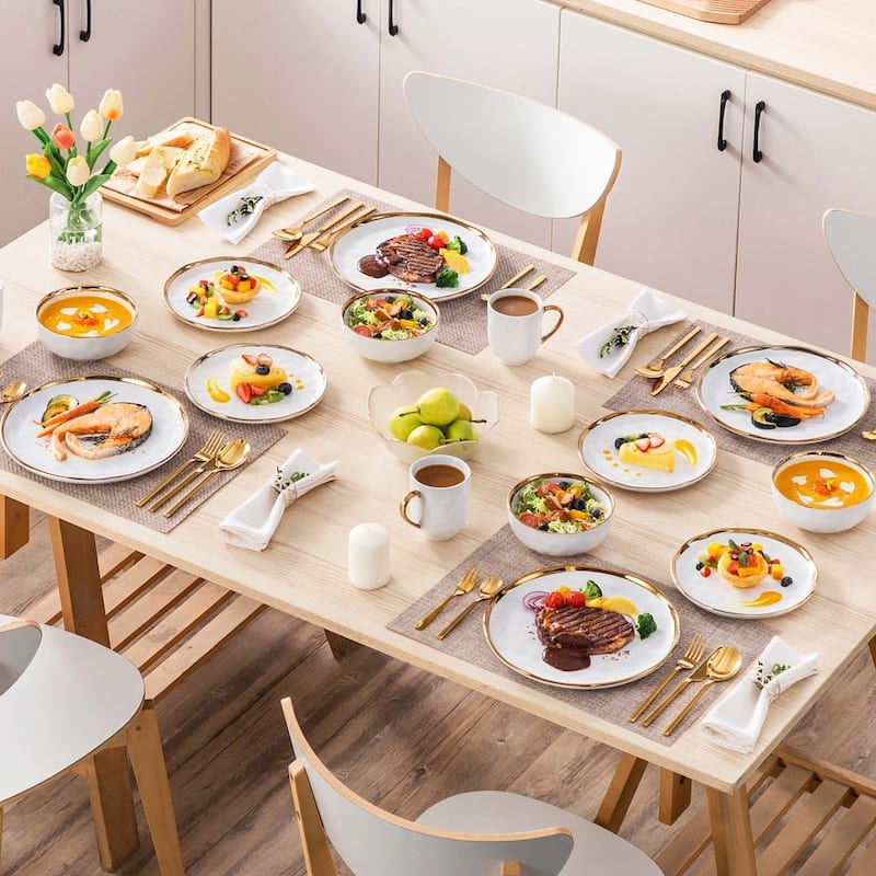 LOVECASA Gold Aura Glossy Porcelain Dinnerware Set
