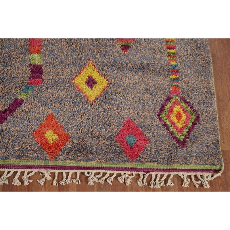 Moroccan Oriental Area Rug Hand-Knotted Wool Carpet - 8'9" x 12'6"