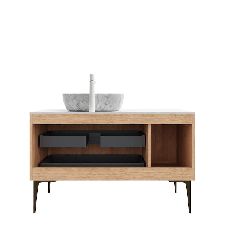 Freestanding Bathroom Vanity with Rectangular Ceramic Basin