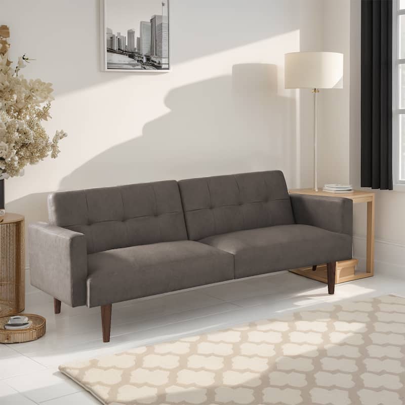 Indoor Sofa Bed with Adjustable Loveseat Couch - Dark Grey