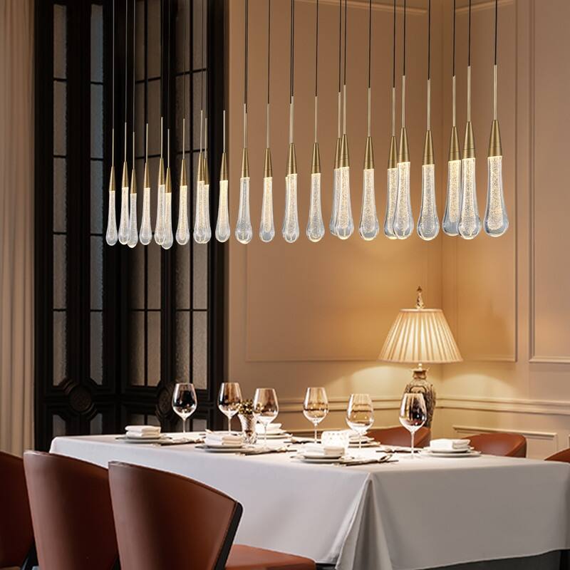 KAYLA Raindrop Chandelier, Modern Glass Pendant Light, Bulb Included