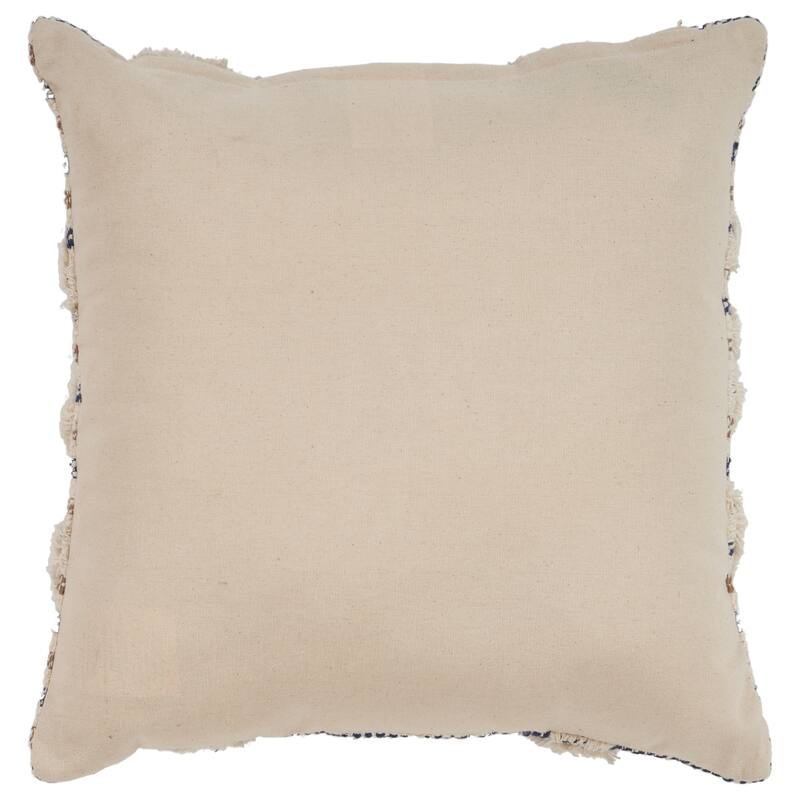 Handwoven Textured Stripe Square Throw Pillow - 20" - Tan and Blue