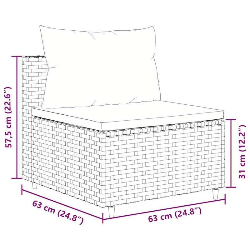 vidaXL Patio Sofa Set Set of 10 Black - 8.2 x 12.1 x 4.6