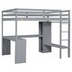 preview thumbnail 12 of 13, Full Size Loft Bed with L-shaped Desk,Wardrobe and Storage Shelves