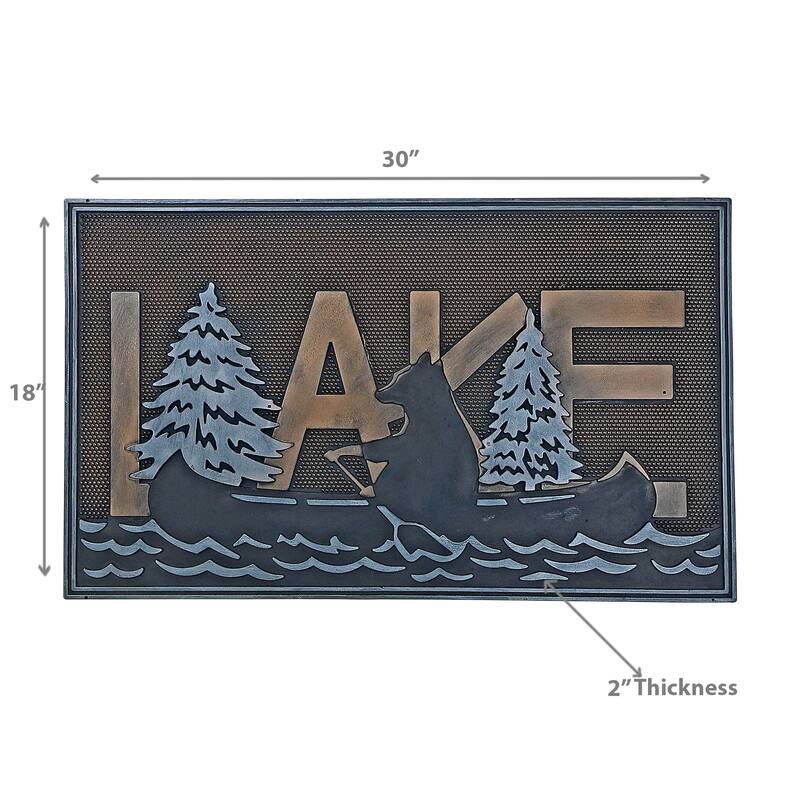 Rubber Mat Lake With Bear On Canoe 18 X 30