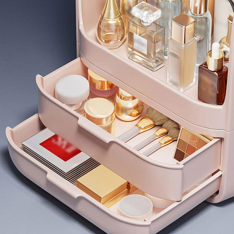 Modern Portable Makeup Storage Box with 2 Drawers On Sale Bed Bath