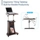 preview thumbnail 17 of 17, Techni Mobili Adjustable Sit-to-Stand Rolling Laptop Cart with Tilt Top and Storage