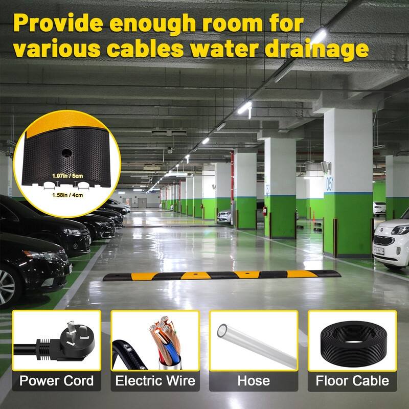 1Pcs 6 ft. Rubber Speed Bump 2-Channel Garage Speed Bump - N/A