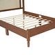 preview thumbnail 8 of 18, Wood Platform Bed with Natural Rattan Headboard, Minimalist Design for Bedroom