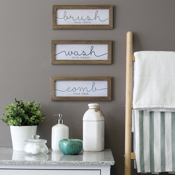 Stratton home decor set of 3 printed linen bathroom rules wall art deals