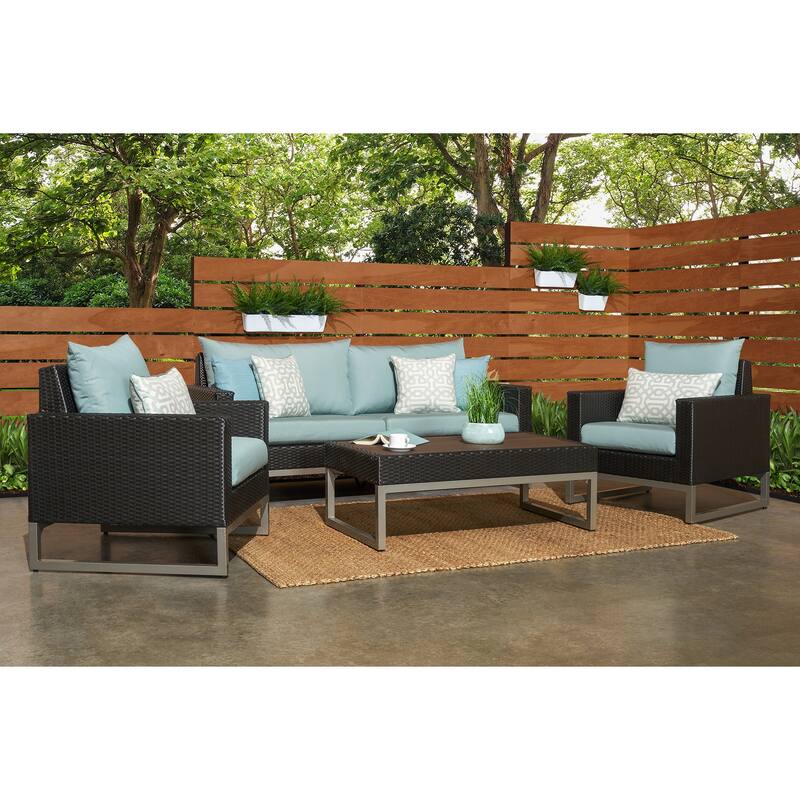 Milo Espresso 4 Piece Sunbrella Outdoor Patio Seating Set