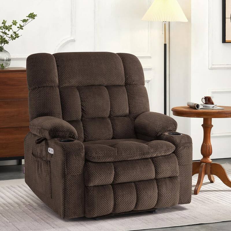 MCombo Dual Motor Power Lift Recliner Chair Sofa with Massage and Heat, Infinite Position, USB Ports, Fabric R7897