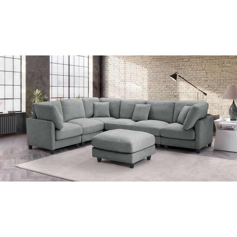 Warenne 7-Piece combination sofa chair, L-Shaped with Cushions
