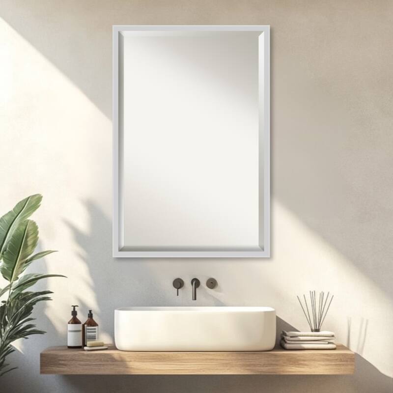Incline Beveled Wood Framed Bathroom Vanity Wall Mirror