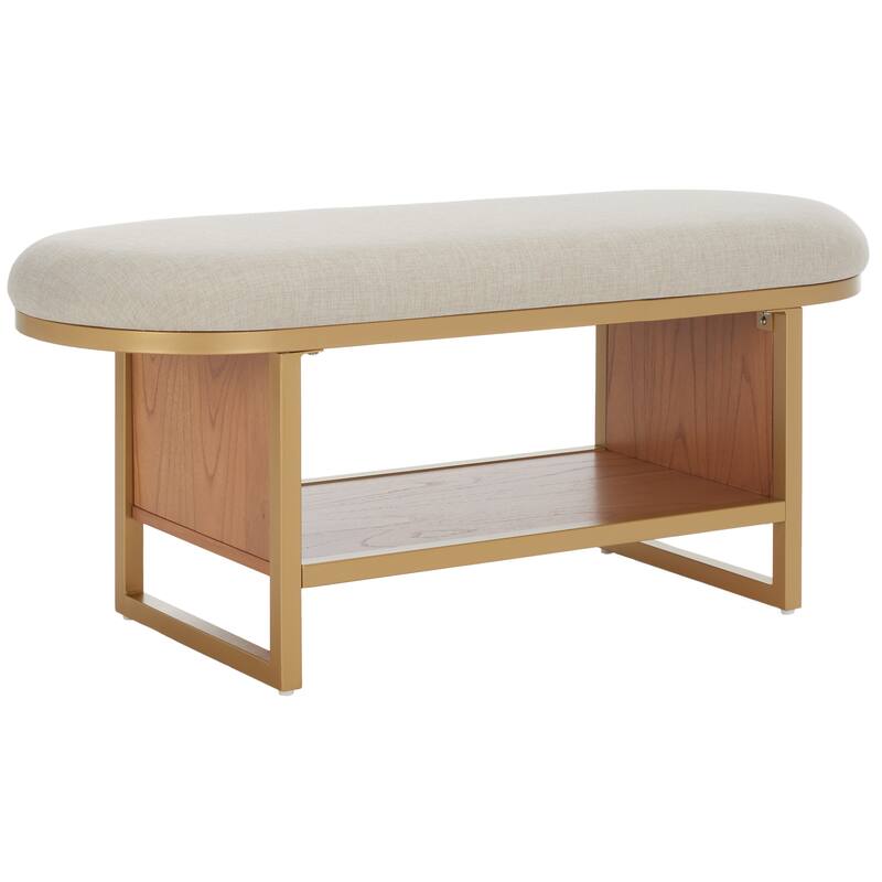 SAFAVIEH Mignon Open Shelf Bench withCushion - 42" W x 15" D x 18" H - 42Wx15Dx18H