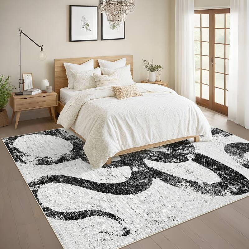 Modern Washable Area Rug Animal Snake Pattern Rug Home Decor Snake Carpet, Low Pile Non Slip Rug