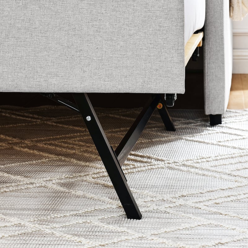 Upholstery Daybed with Twin Size Erectable Trundle and USB Charging Design