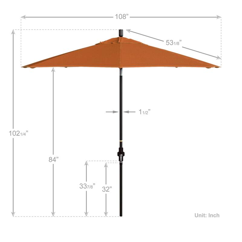 California Umbrella 9' Rd. Aluminum Patio Umbrella, Deluxe Crank Lift with Collar Tilt, Bronze Frame Finish, Pacifica Fabric