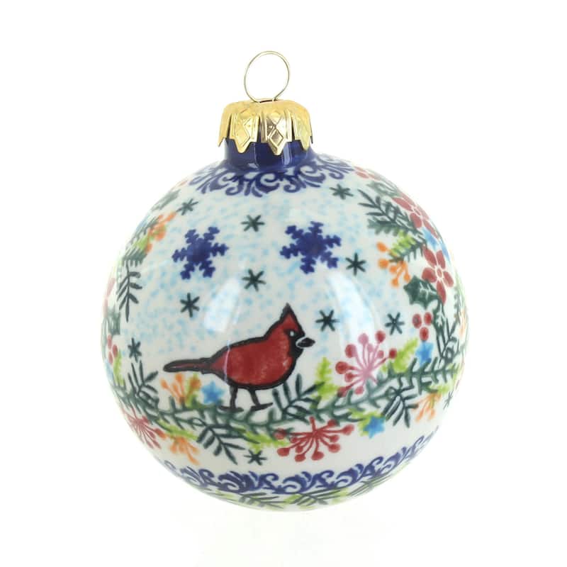 Blue Rose Polish Pottery Vena Large Christmas Ball
