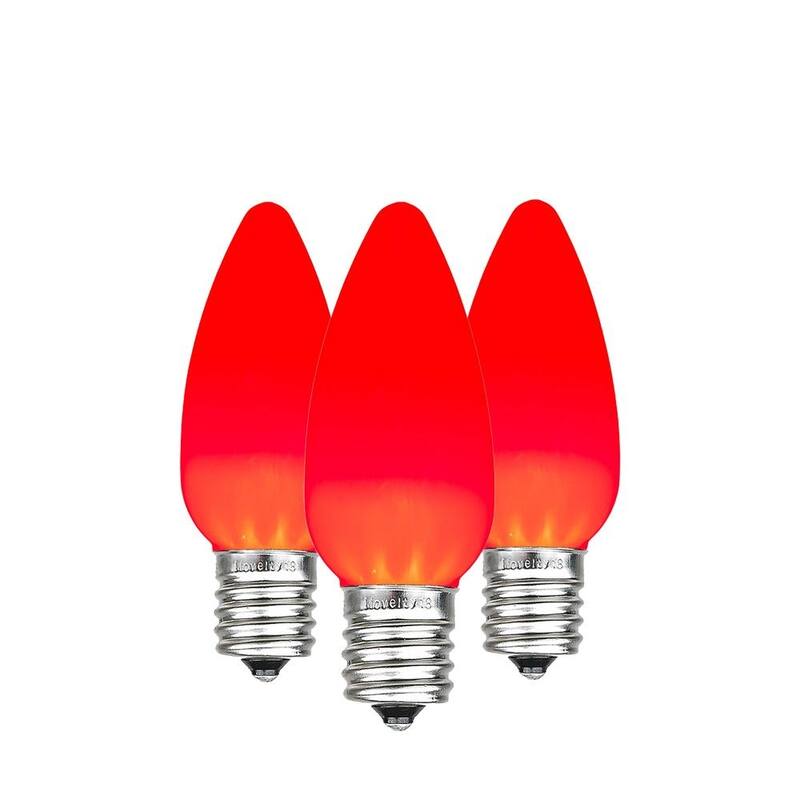 25 Pack C7 LED Plastic Ceramic Outdoor Christmas Replacement Bulbs, Multi - Red