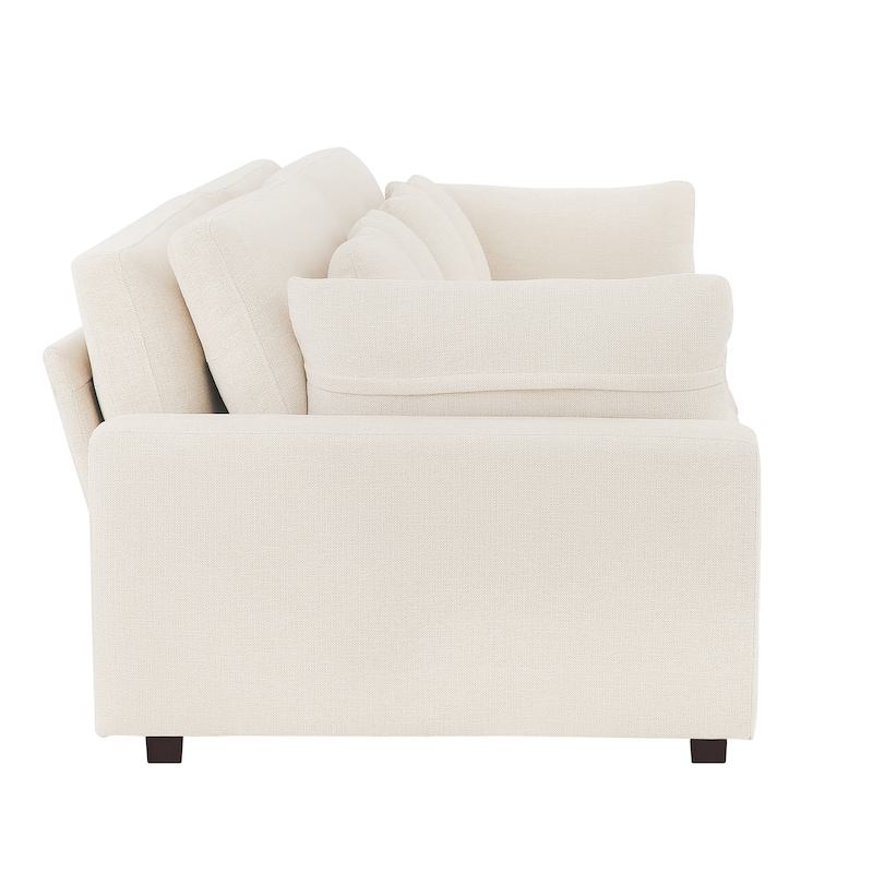 89In Comfy Couch, 3 Seater Sofa With Wood Legs, Chenille Couch For Small Space,Apartment - 89"W X 44.1"D X 33.9"H