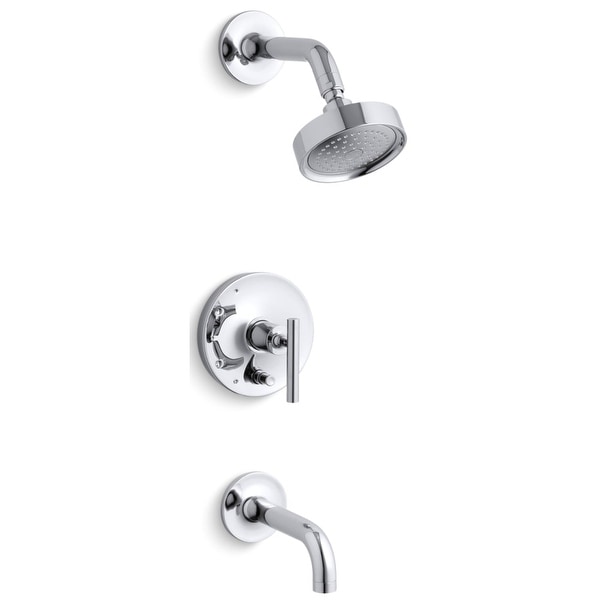 Kohler K-T14421-4E Purist Single Handle Tub and Shower Trim Only with Metal Lever Handle, 2.0 GPM Single Function Shower Head,