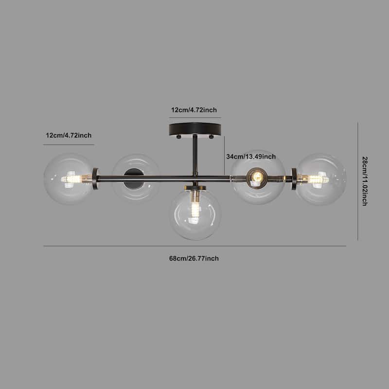 Modern 5-Light Bathroom Vanity Light Globe Glass Wall Sconces Minimalist Design