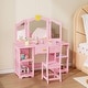 preview thumbnail 38 of 51, Kids Vanity Set with Mirror Makeup Dressing Table with Drawer
