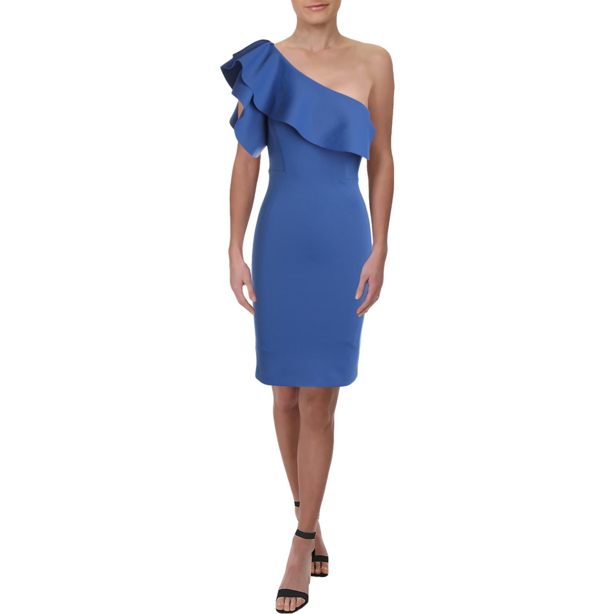 one shoulder ruffle cocktail dress
