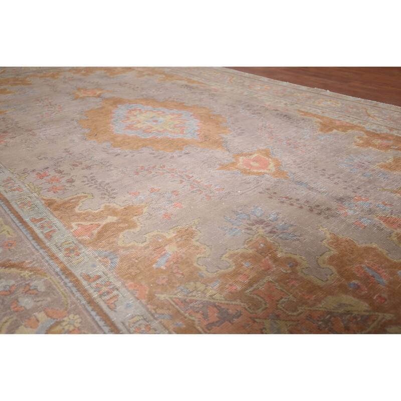 Brown & Orange Tabriz Persian Antique Rug Hand-Knotted Wool Carpet - 6'4"x 10'4"
