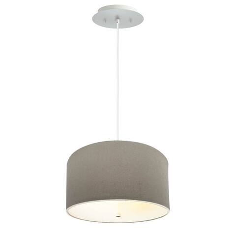 14" W 2 Light Pendant Light Oatmeal Shade with Diffuser, White Cord - N/A