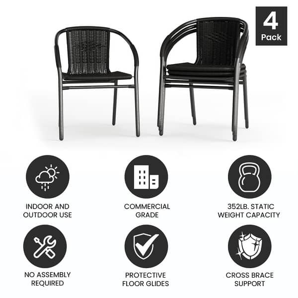 4 Pack Rattan Indoor-Outdoor Restaurant Stack Chair