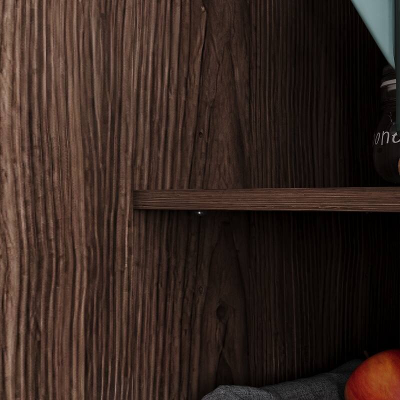 Bookshelves Bookcase Modular Glass Display Cabinet with LED Lights, Dark Wood Storage Combination Cabinet System