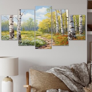 Designart "Birch Woods Spring Awakening II" Tree Birch Multipanel ...