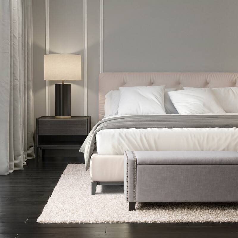 Luna Upholstered Storage Bench - Light Grey